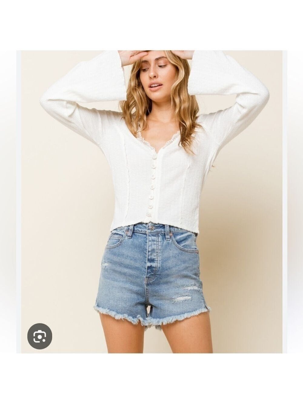 FREE PEOPLE Crvy Vintage High Rise Shorts Jeans Distressed Denim We The Free 26